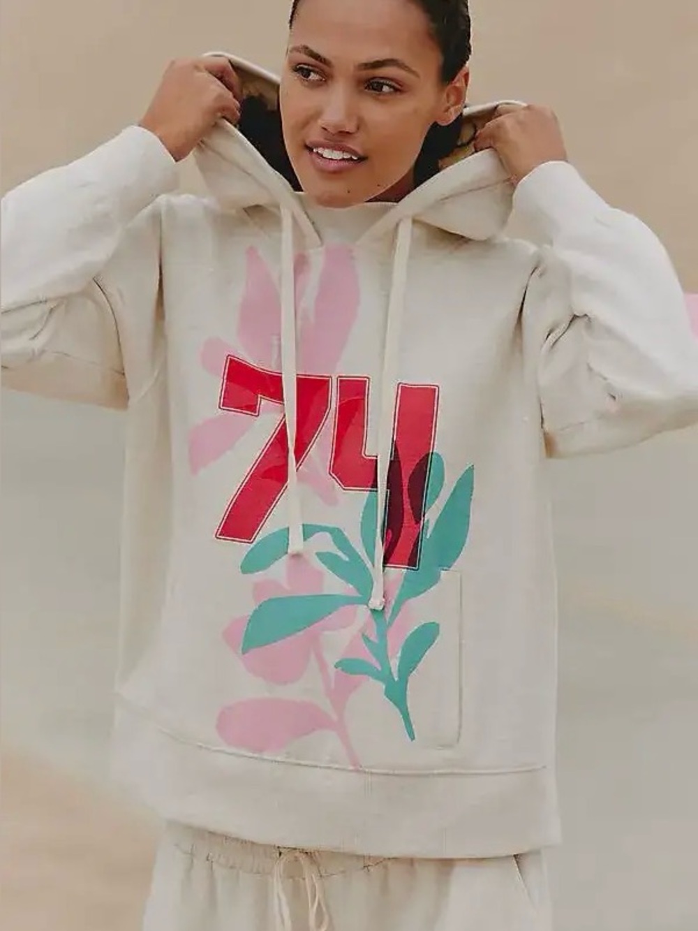 Anthropologie Daily Practice Slim Fit Hoodie Graphic Sweatshirt XS